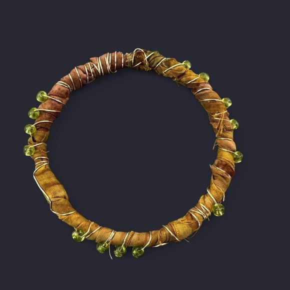 Fabric Wire Wrapped Bead Bangle